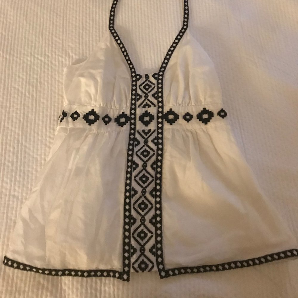 Banana Republic White and Black Halter Top Size 2